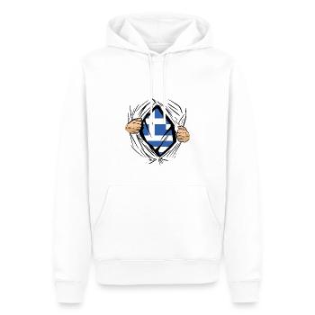 Grèce Drapeau Hellas Athènes Drapeau grec - Sweat à capuche Premium bio Homme - blanc - Devant - Nico (187cm)
