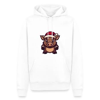 Cochon Noël Sanglier - Sweat à capuche Premium bio Homme - blanc - Devant - Nico (187cm)