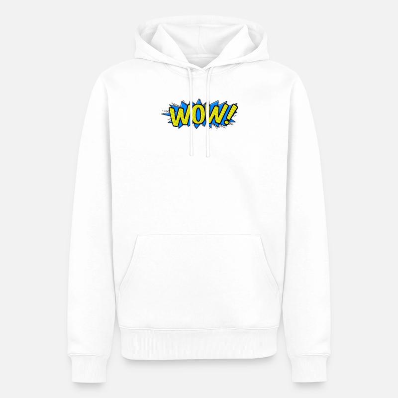 WOW! Cartoon Comic Soundeffekt - Männer Premium Bio Hoodie - Weiß