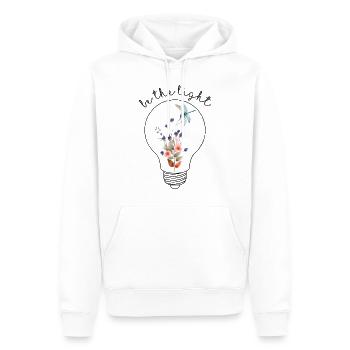 Soyez la lumière Une lampe à ampoule avec des fleurs - Sweat à capuche Premium bio Homme - blanc - Devant - Nico (187cm)
