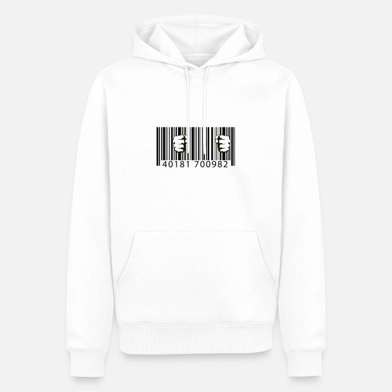 Code-barres de prison - Sweat à capuche Premium bio Homme - blanc
