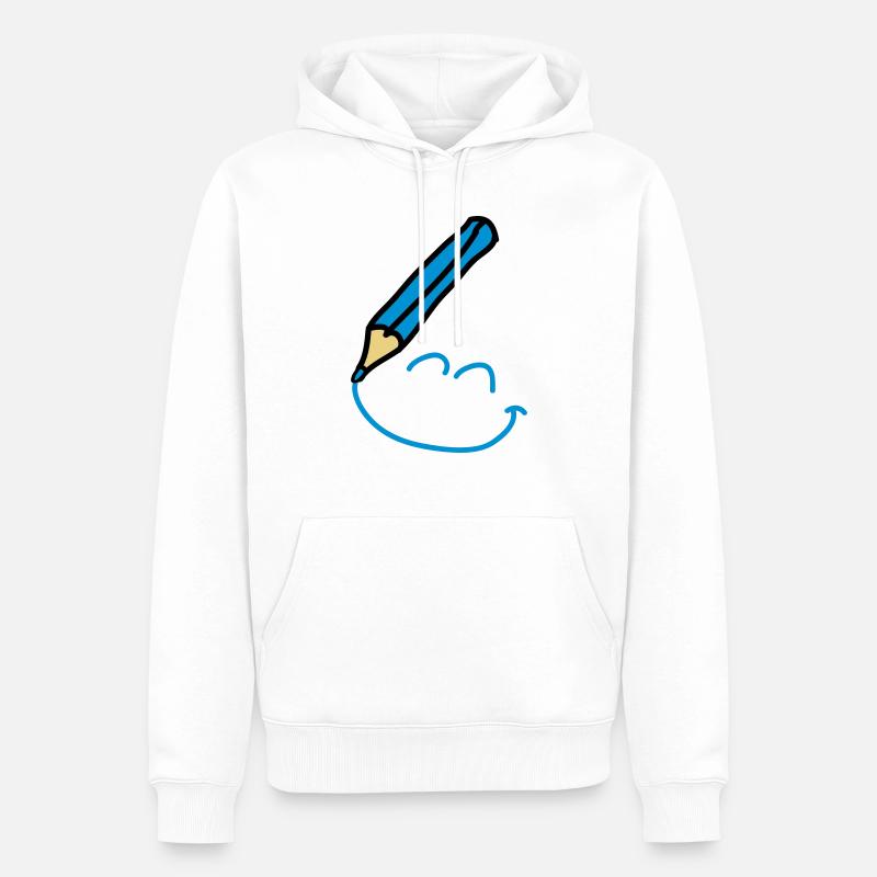doodle_smiley_3c - Männer Premium Bio Hoodie - Weiß