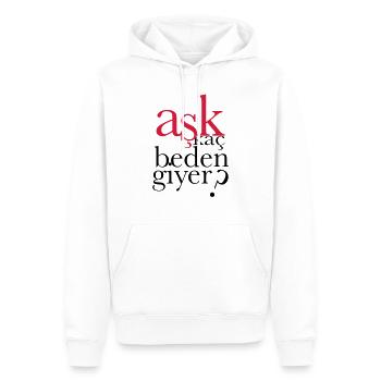 ASK KAC BEDEN GIYER ? - Männer Premium Bio Hoodie - Weiß - Vorne - Nico (187cm)