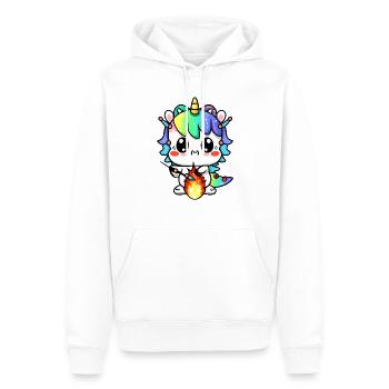 00221 süßes Drachen Einhorn Baby spielt mit Feuer - Männer Premium Bio Hoodie - Weiß - Vorne - Nico (187cm)