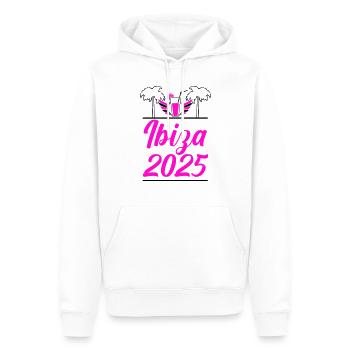 Ibiza 2025 - Sweat à capuche Premium bio Homme - blanc - Devant - Nico (187cm)