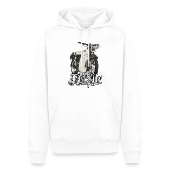 Étoile (beige) // Illustration - Sweat à capuche Premium bio Homme - blanc - Devant - Nico (187cm)