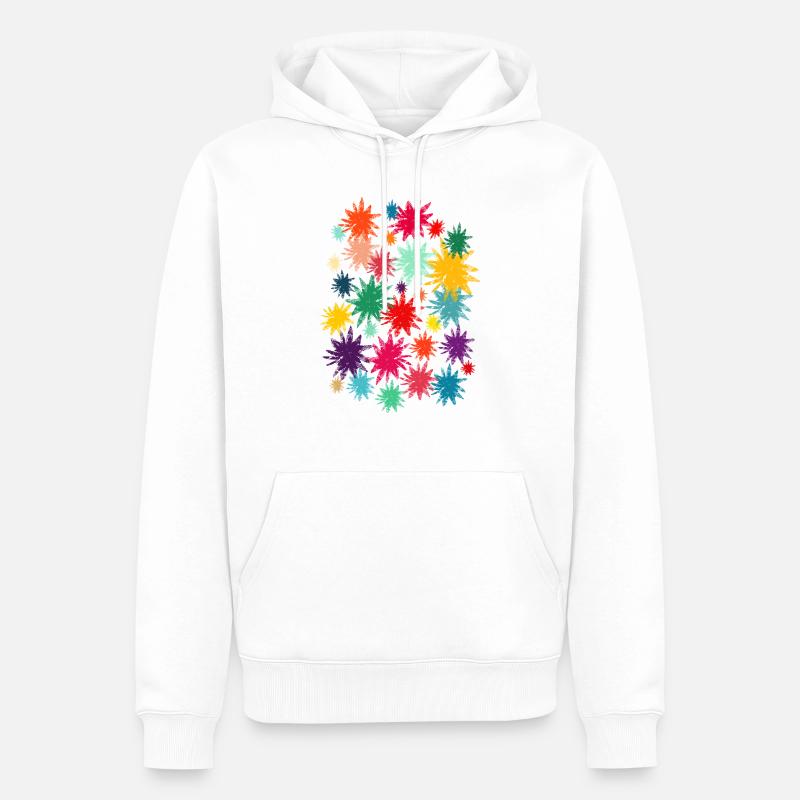 Bunte Blüten (Used) 01 - Männer Premium Bio Hoodie - Weiß