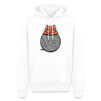 Chat Fil Fil Fil Boule Couture Tricot Mignon - Sweat à capuche Premium bio Homme - blanc - Devant - Nico (187cm)