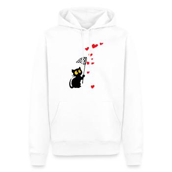 cat catches hearts - Men’s Premium Organic Hoodie - white - Front - Nico (187cm)