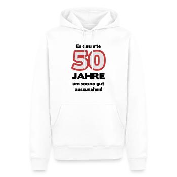 Zum 50. Geburtstag ein Shirt „Es dauerte 50 Jahre - Männer Premium Bio Hoodie - Weiß - Vorne - Nico (187cm)