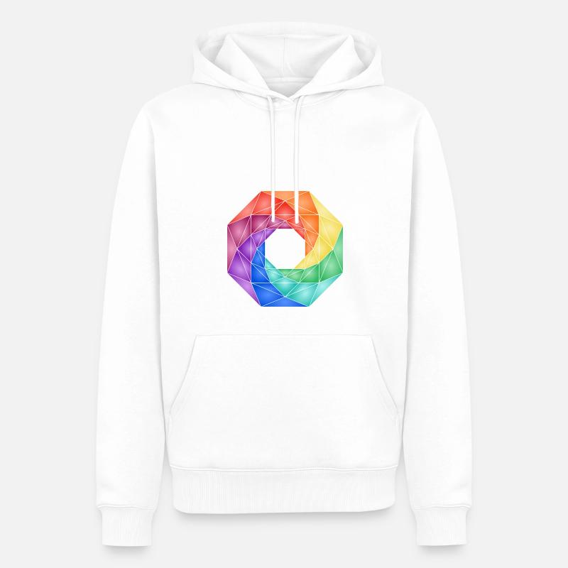 Mandala tourbillon arc-en-ciel - Sweat à capuche Premium bio Homme - blanc