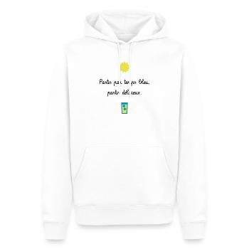 Pastis par temps bleu, pastis délicieux - Camping - Sweat à capuche Premium bio Homme - blanc - Devant - Nico (187cm)