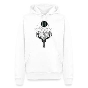 Soyez libre - Montagnes - Lune - Art Design - Sweat à capuche Premium bio Homme - blanc - Devant - Nico (187cm)