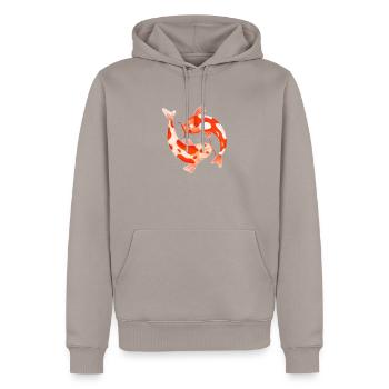 Koi - Männer Premium Bio Hoodie - Taupe - Vorne - Nico (187cm)