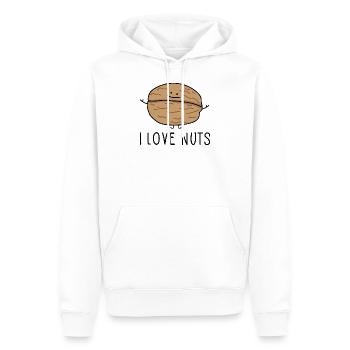 Ich liebe Nüsse - Männer Premium Bio Hoodie - Weiß - Vorne - Nico (187cm)