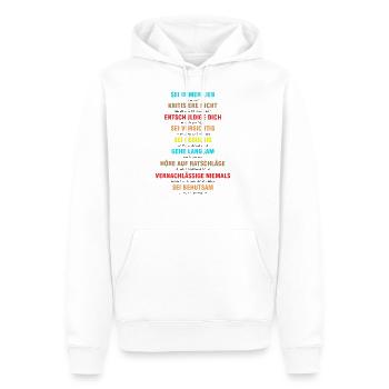 Sei immer lieb zu dir selbst - Spruch - Männer Premium Bio Hoodie - Weiß - Vorne - Nico (187cm)