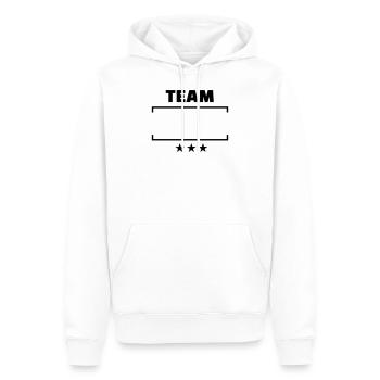 Team - Männer Premium Bio Hoodie - Weiß - Vorne - Nico (187cm)