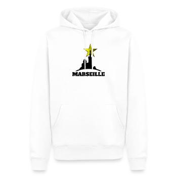 Marseille Bonne Mere etoile Fun and cool OM - Men’s Premium Organic Hoodie - white - Front - Nico (187cm)