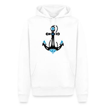 Anker, 23 Farben möglich, Tattoo Style, Maritim - Männer Premium Bio Hoodie - Weiß - Vorne - Nico (187cm)