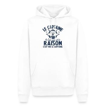 Le Capitaine A Toujours Raison C'est Moi Captain - Sweat à capuche Premium bio Homme - blanc - Devant - Nico (187cm)