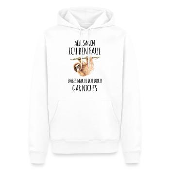 Faultier faul Faulheit Faulenzer Chiller Sprüche - Männer Premium Bio Hoodie - Weiß - Vorne - Nico (187cm)