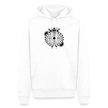 Zielscheibe mit Kranz,Krone und Blätter - Männer Premium Bio Hoodie - Weiß - Vorne - Nico (187cm)
