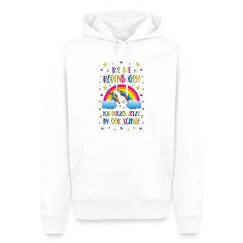 Inscription Licorne Bye Bye Rainbow School - Sweat à capuche Premium bio Homme - blanc - Devant - Nico (187cm)
