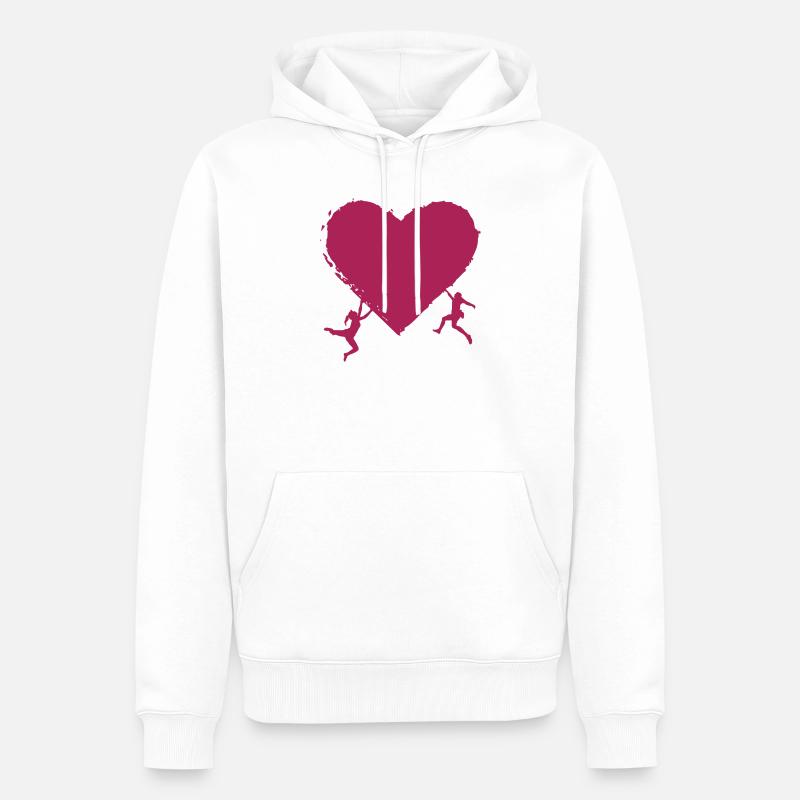 Escalade et amour pour la Saint Valentin - Sweat à capuche Premium bio Homme - blanc