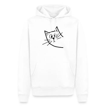 Chat curieux mignon - Design minimaliste - Sweat à capuche Premium bio Homme - blanc - Devant - Nico (187cm)