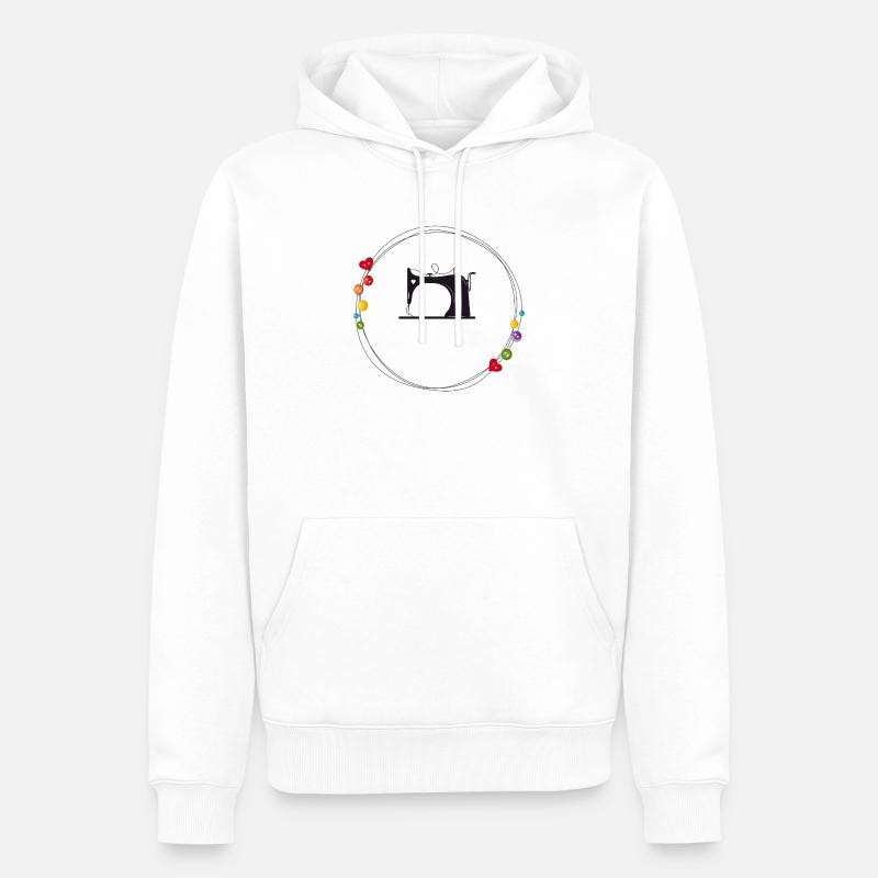 nostalgisch stilisierte Nähmaschine mit Knöpfe - Männer Premium Bio Hoodie - Weiß