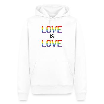 Mois de la fierté - L’amour c’est l’amour - Sweat à capuche Premium bio Homme - blanc - Devant - Nico (187cm)
