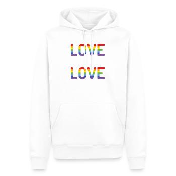 Mois de la fierté - L’amour c’est l’amour - Sweat à capuche Premium bio Homme - blanc - Devant - Nico (187cm)