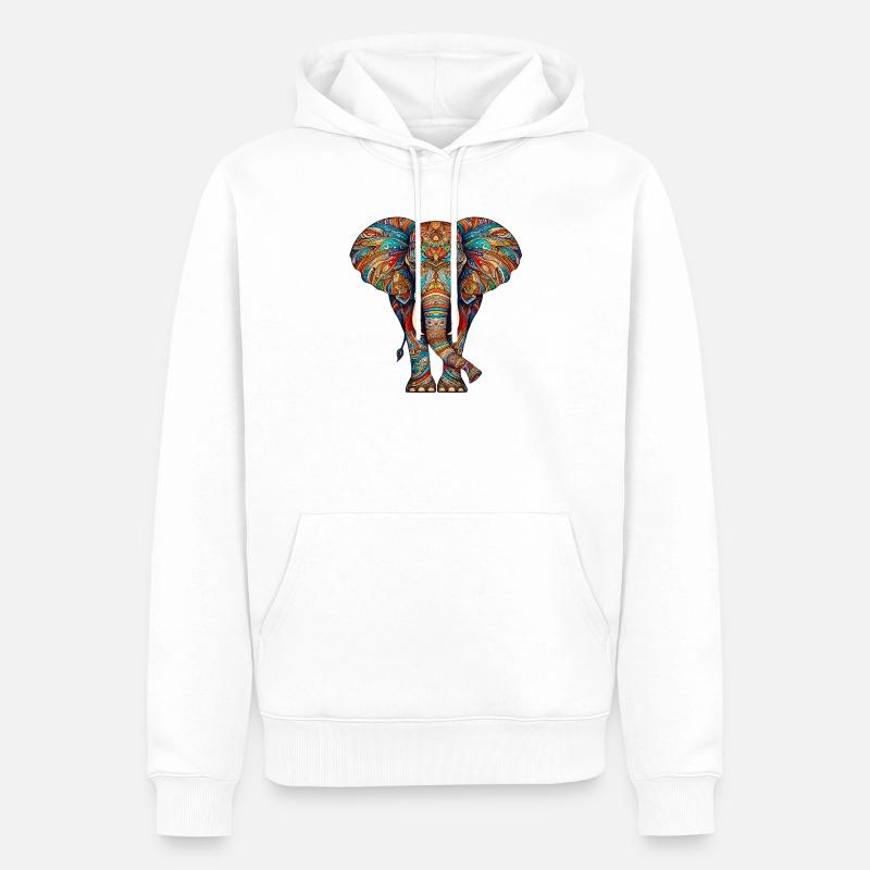 Éléphant - Sweat à capuche Premium bio Homme - blanc