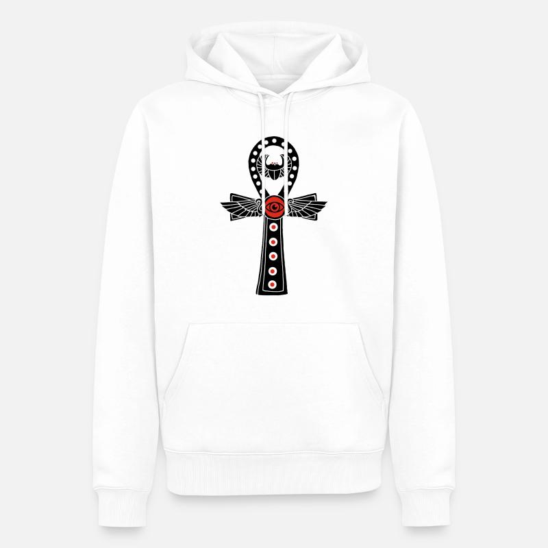 Croix de vie égyptienne (noir) - Sweat à capuche Premium bio Homme - blanc