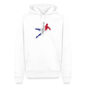 Drapeau de l’équipe de France de handball symbole d’éplosion - Sweat à capuche Premium bio Homme - blanc - Devant - Nico (187cm)