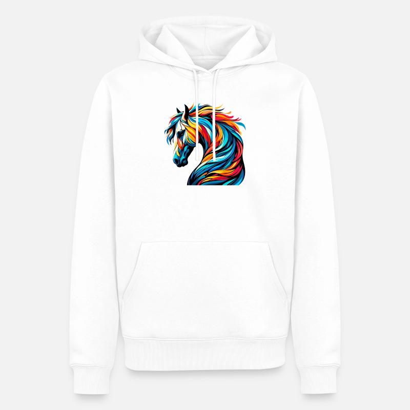 Cheval - Sweat à capuche Premium bio Homme - blanc