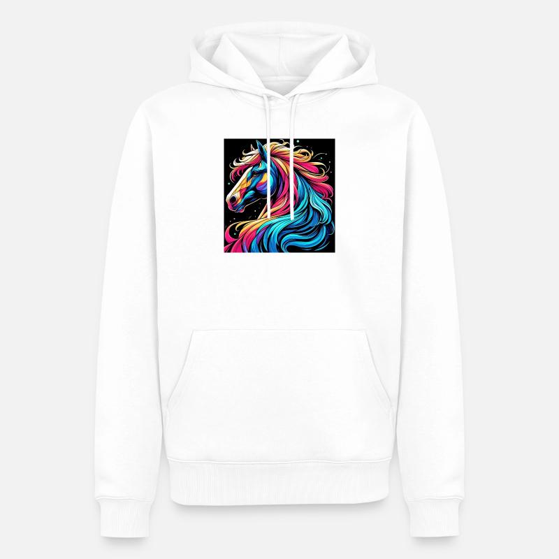 Cheval - Sweat à capuche Premium bio Homme - blanc