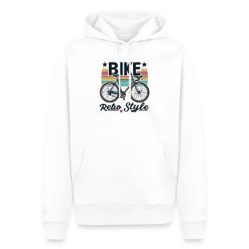 Retro Bike Design with Vibrant Stripes - Men’s Premium Organic Hoodie - white - Front - Nico (187cm)