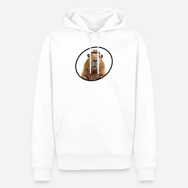 Cabybara - Männer Premium Bio Hoodie - Weiß