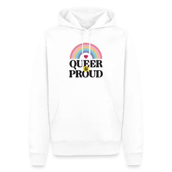 Mois de la fierté LGBT - Queer et fier - Sweat à capuche Premium bio Homme - blanc - Devant - Nico (187cm)