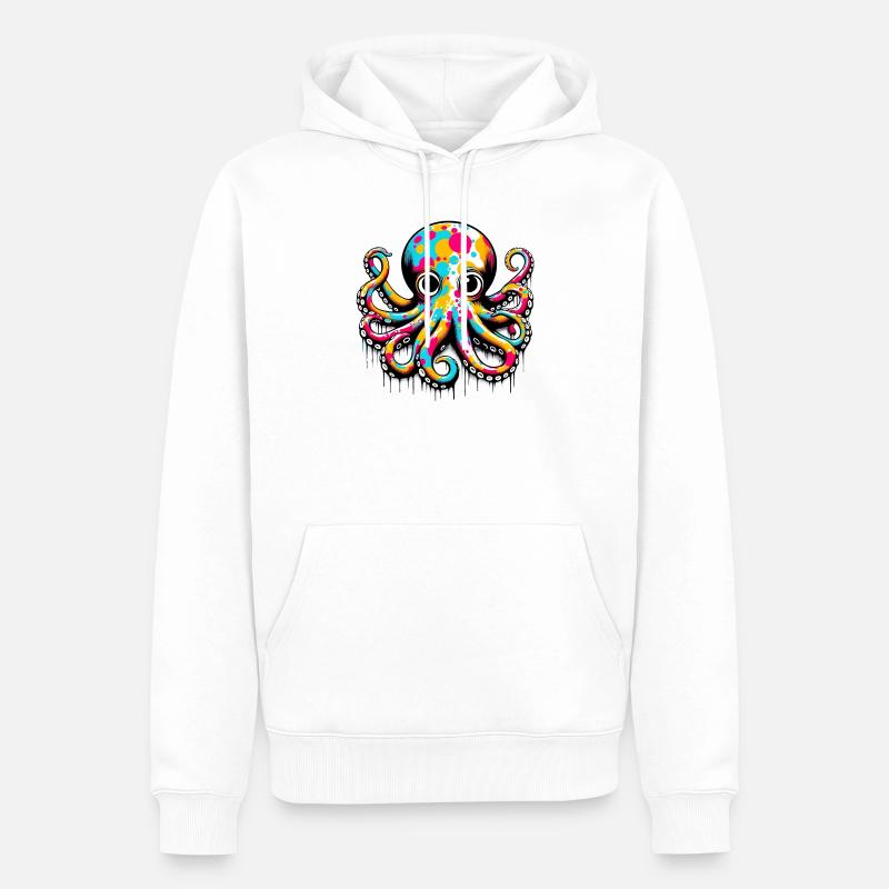 Pieuvre - Sweat à capuche Premium bio Homme - blanc