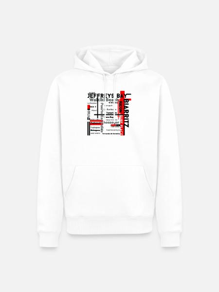 Map of Waikiki and Fuerteventura Beaches - Men’s Premium Organic Hoodie - white