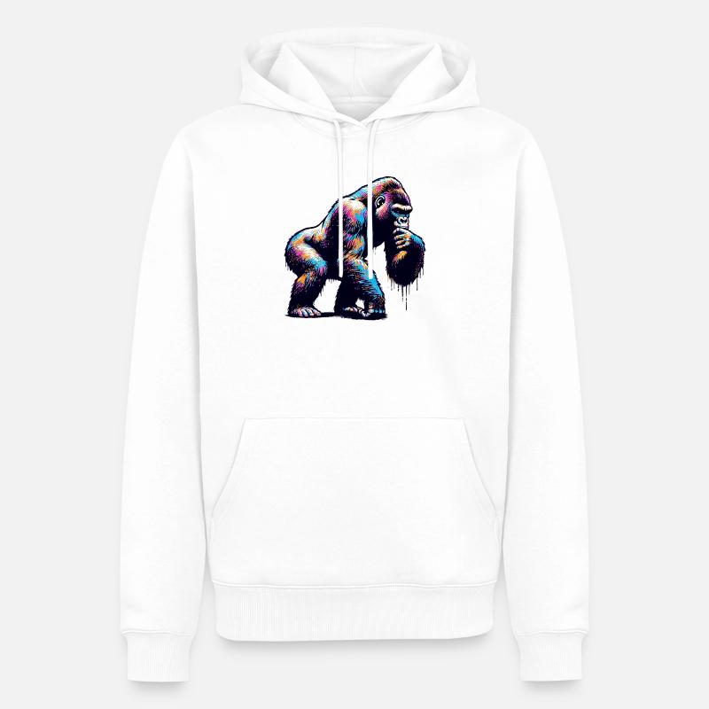 Gorilla - Männer Premium Bio Hoodie - Weiß