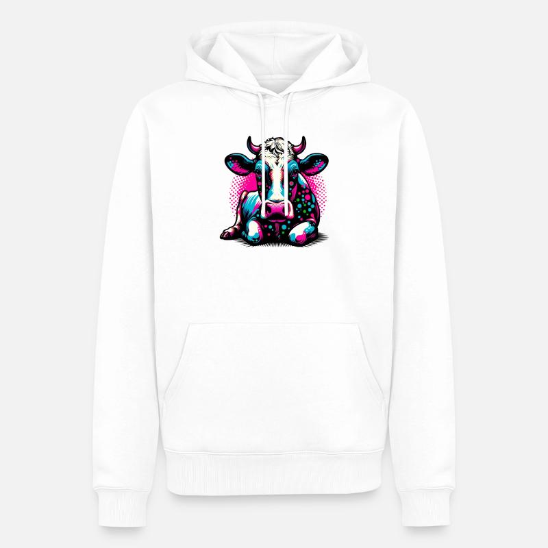 Kuh - Männer Premium Bio Hoodie - Weiß