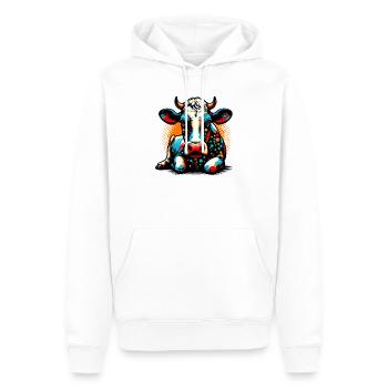 Vache - Sweat à capuche Premium bio Homme - blanc - Devant - Nico (187cm)