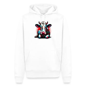 Vache - Sweat à capuche Premium bio Homme - blanc - Devant - Nico (187cm)