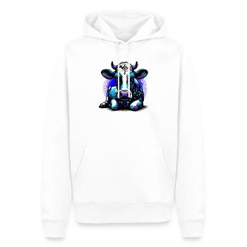 Vache - Sweat à capuche Premium bio Homme - blanc - Devant - Nico (187cm)
