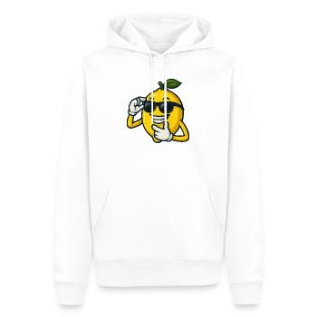 Coole Cartoon Zitrone mit Sonnenbrille Lustig  - Männer Premium Bio Hoodie - Weiß - Vorne - Nico (187cm)