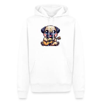 Mops Mit Gitarre Süßer Musikliebhaber - Männer Premium Bio Hoodie - Weiß - Vorne - Nico (187cm)