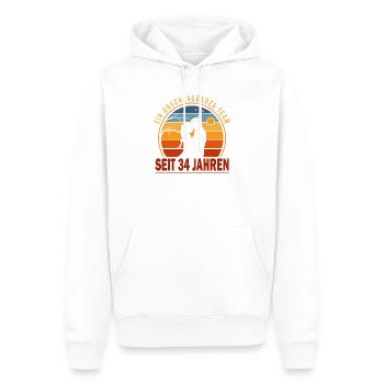 34 ans de relation Cadeau Mari Femme - Sweat à capuche Premium bio Homme - blanc - Devant - Nico (187cm)